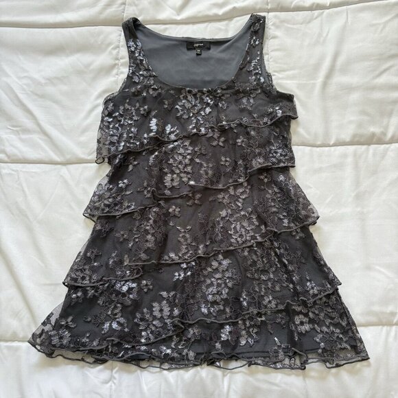 Express Womens Size XS Fairy Goth Tank Top Metallic Floral Whimsigoth Grunge Y2K - Picture 1 of 7